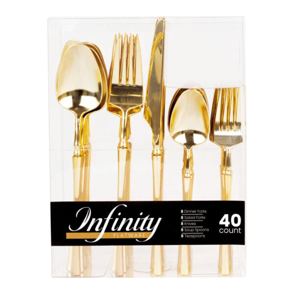 Infinity Flatware Gold Comb Set- 40 Count - The Closeout Connection