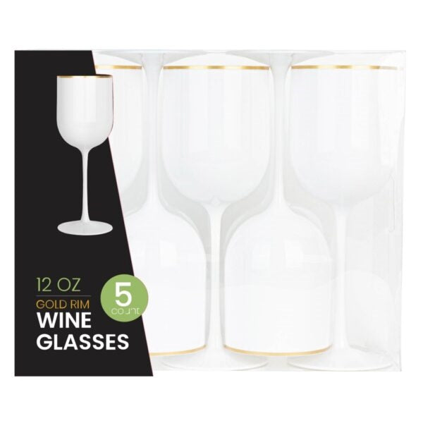 Gold Rim Wine Glasses- 5 ct