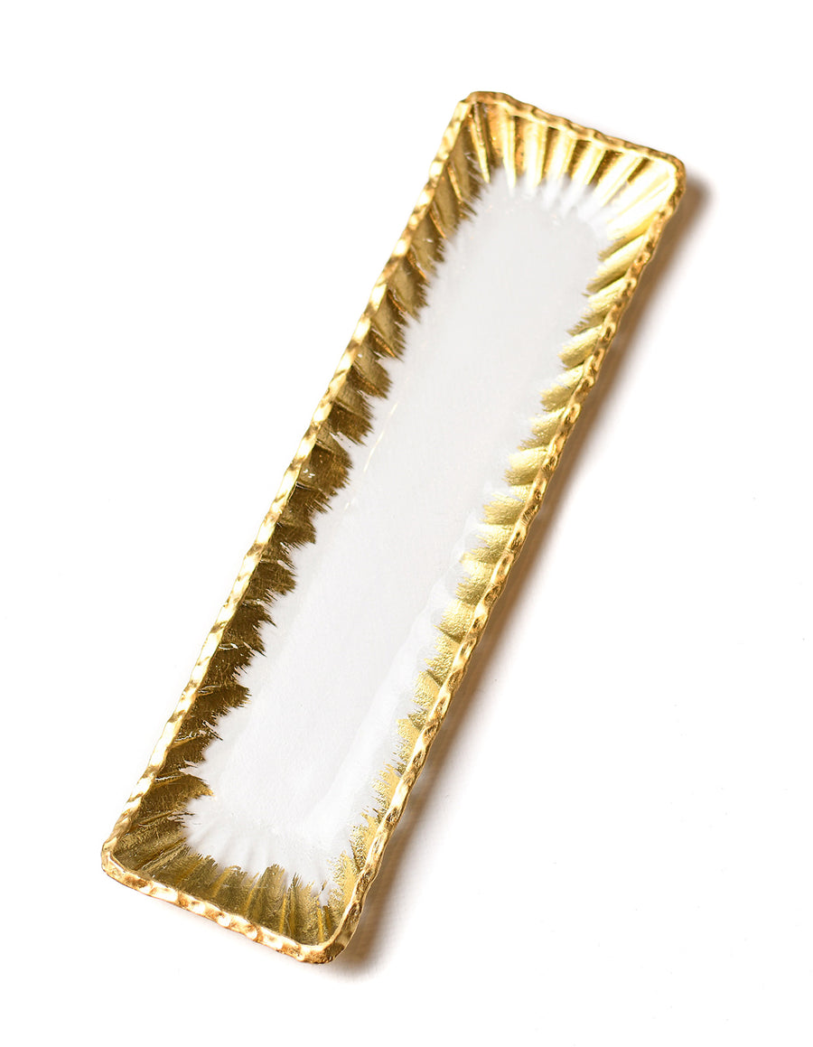 Clear Glass Tray with Gold Edges - The Closeout Connection