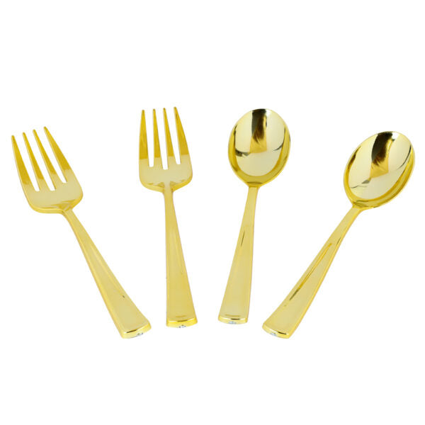 Gold Serving Set – 2 Spoons & 2 Forks - The Closeout Connection