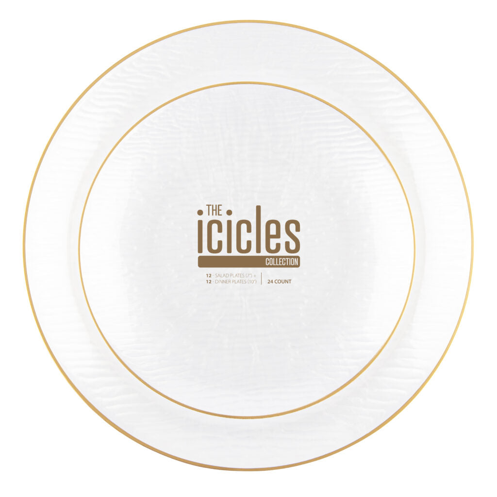 Icicles Plates Pearl/Gold Rim