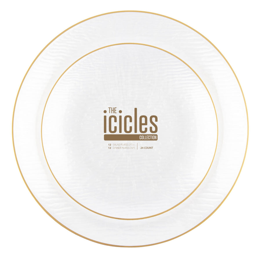 Icicles Plates Pearl/Gold Rim - The Closeout Connection