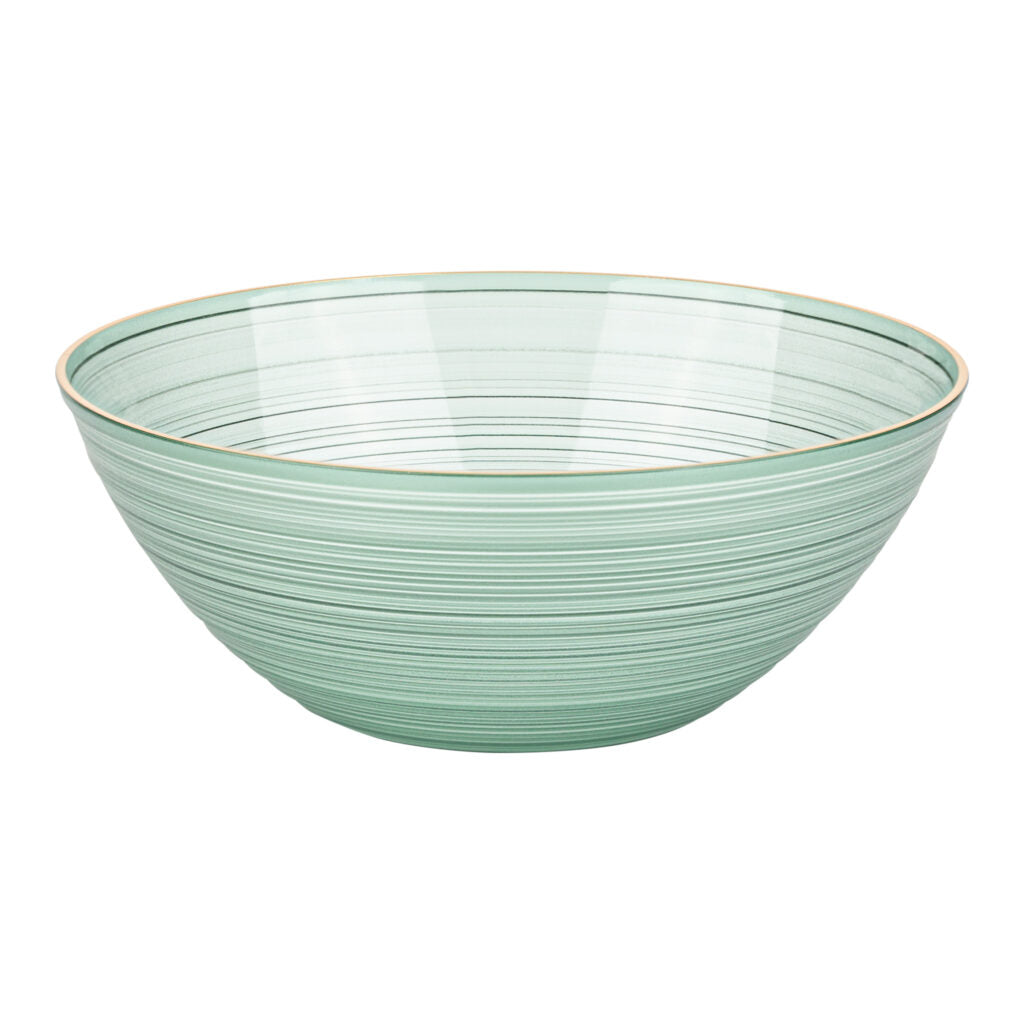 Crystal Design Bowls Green Transparent with Gold Rim