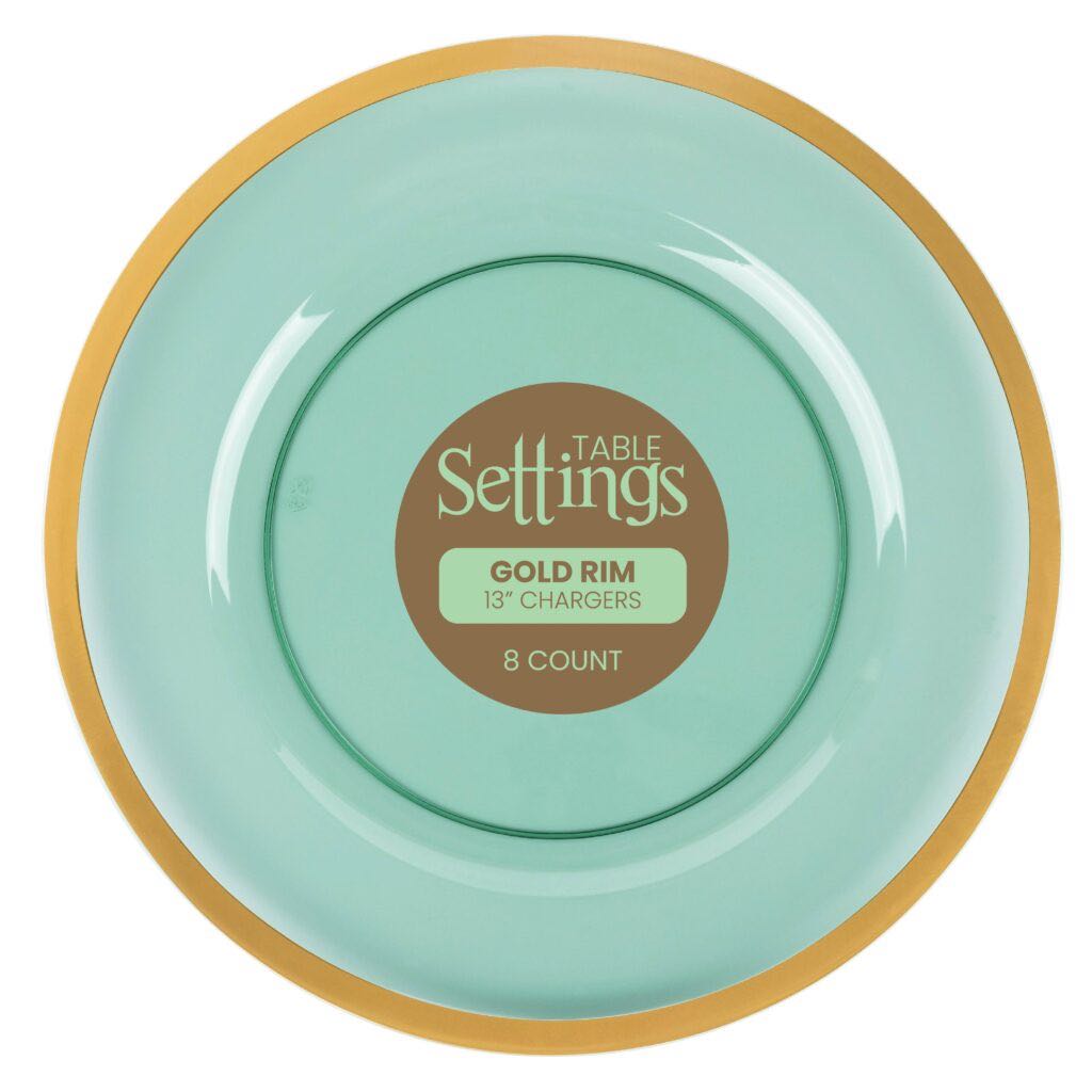 Chargers Green With Gold Rim - 8 Count