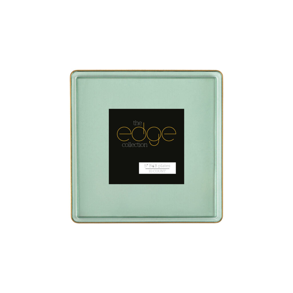 Square Edge Plates Green Transparent/Gold Rim