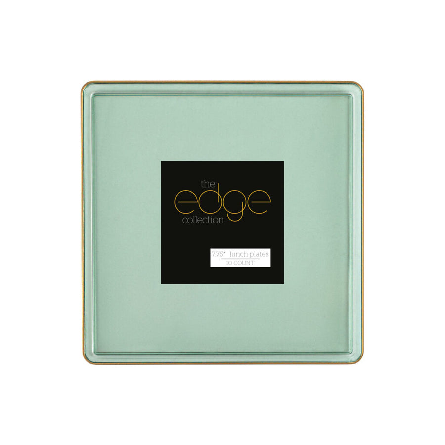 Edge Collection Square Plates Gold Rim - 10 Count - Green