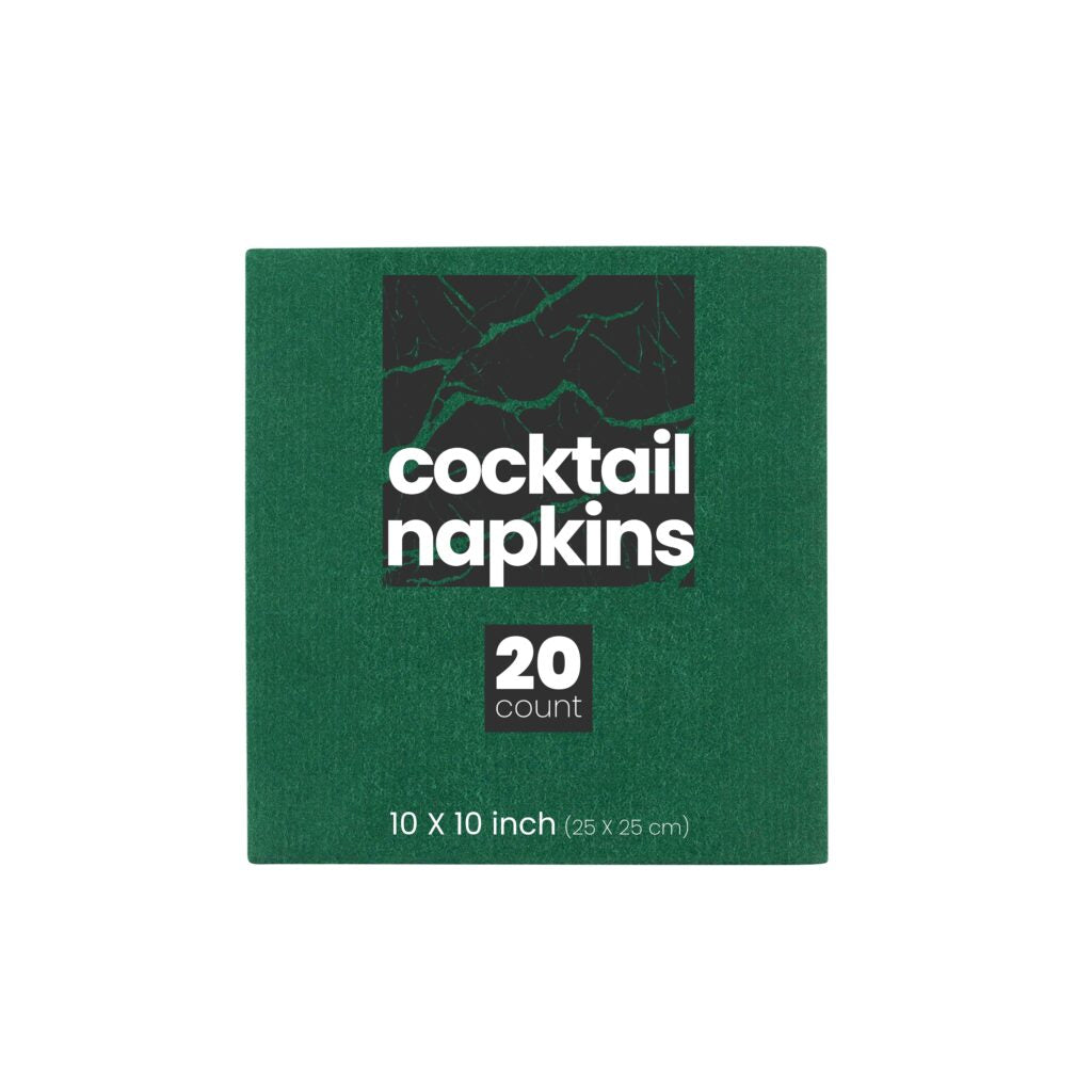 Airlaid 1/4 Fold Green Cocktail Napkin - 20 Count