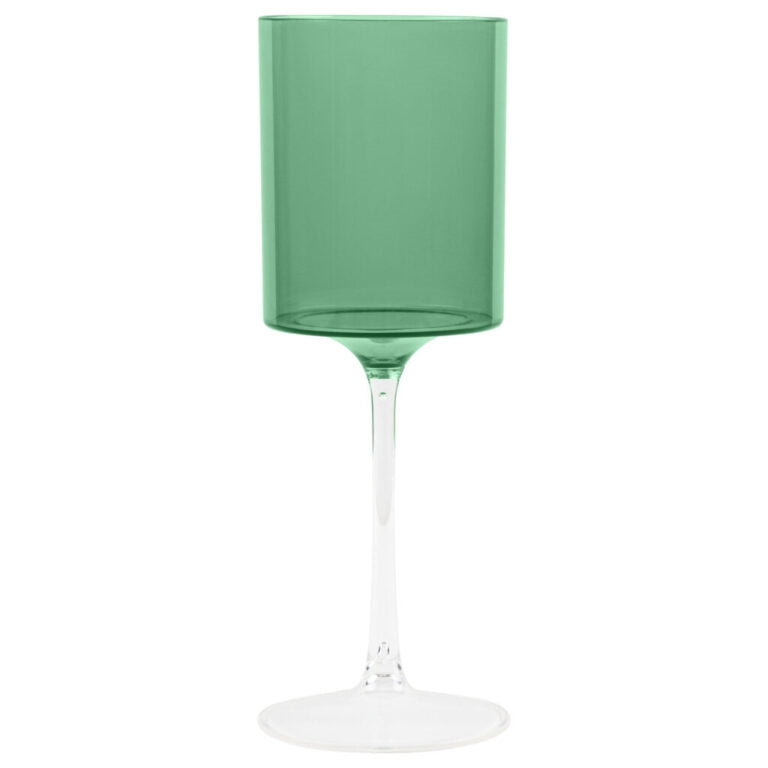 Two Tone Wine Glass 14oz Green/Clear- 5 Count - The Closeout Connection