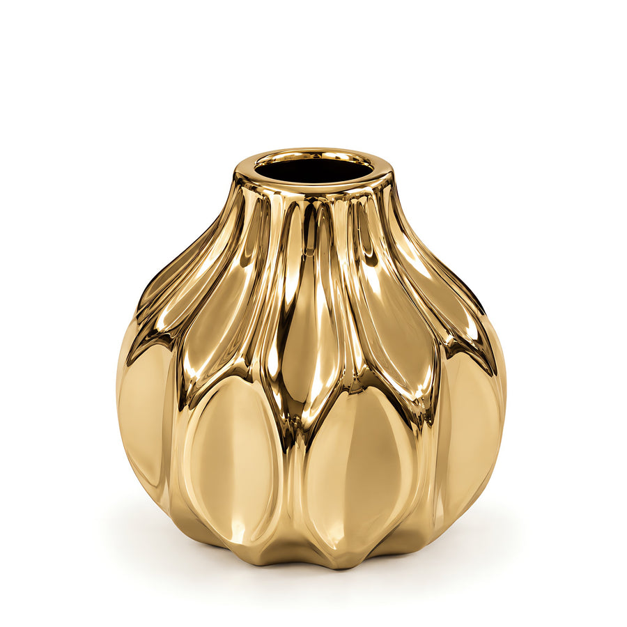 Fluted Bulb Vase – Titanium Gold, 4.1 x 4.1 x 4.1"