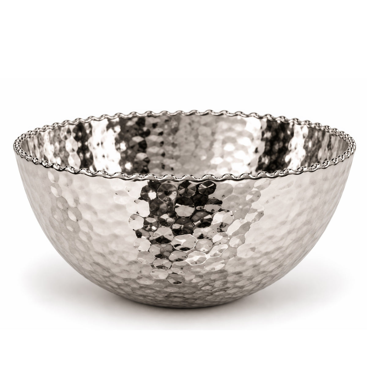 Hammered Round Decorative Bowl – Titanium Silver, 11.2 x 11.2 x 4.9"