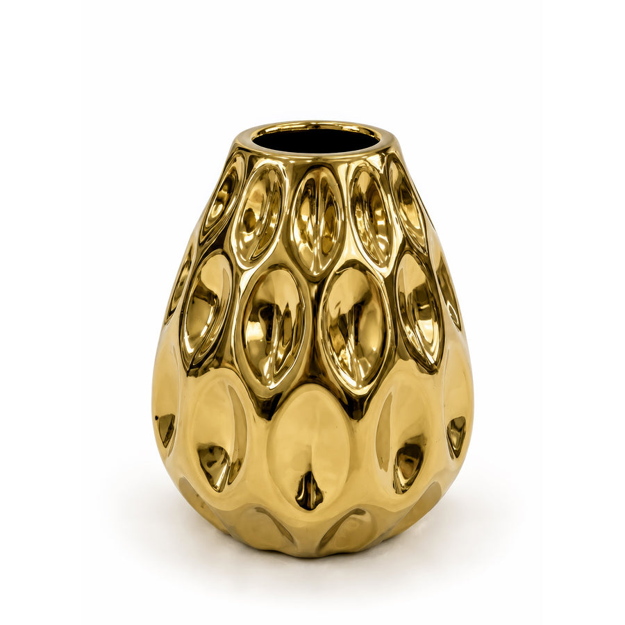 Dimpled Teardrop Vase – Titanium Gold, 3.9 x 3.9 x 4.6"