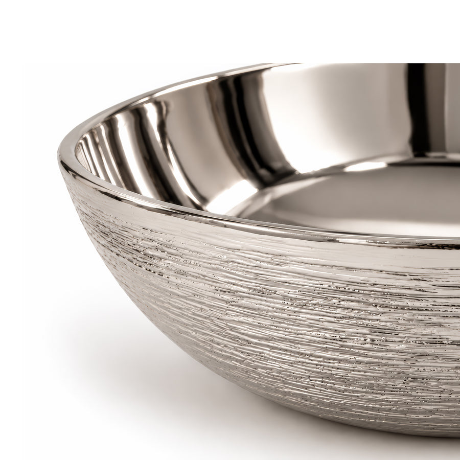 Linear Textured Serving Bowl – Titanium Silver, 10.0 x 10.0 x 3.5"