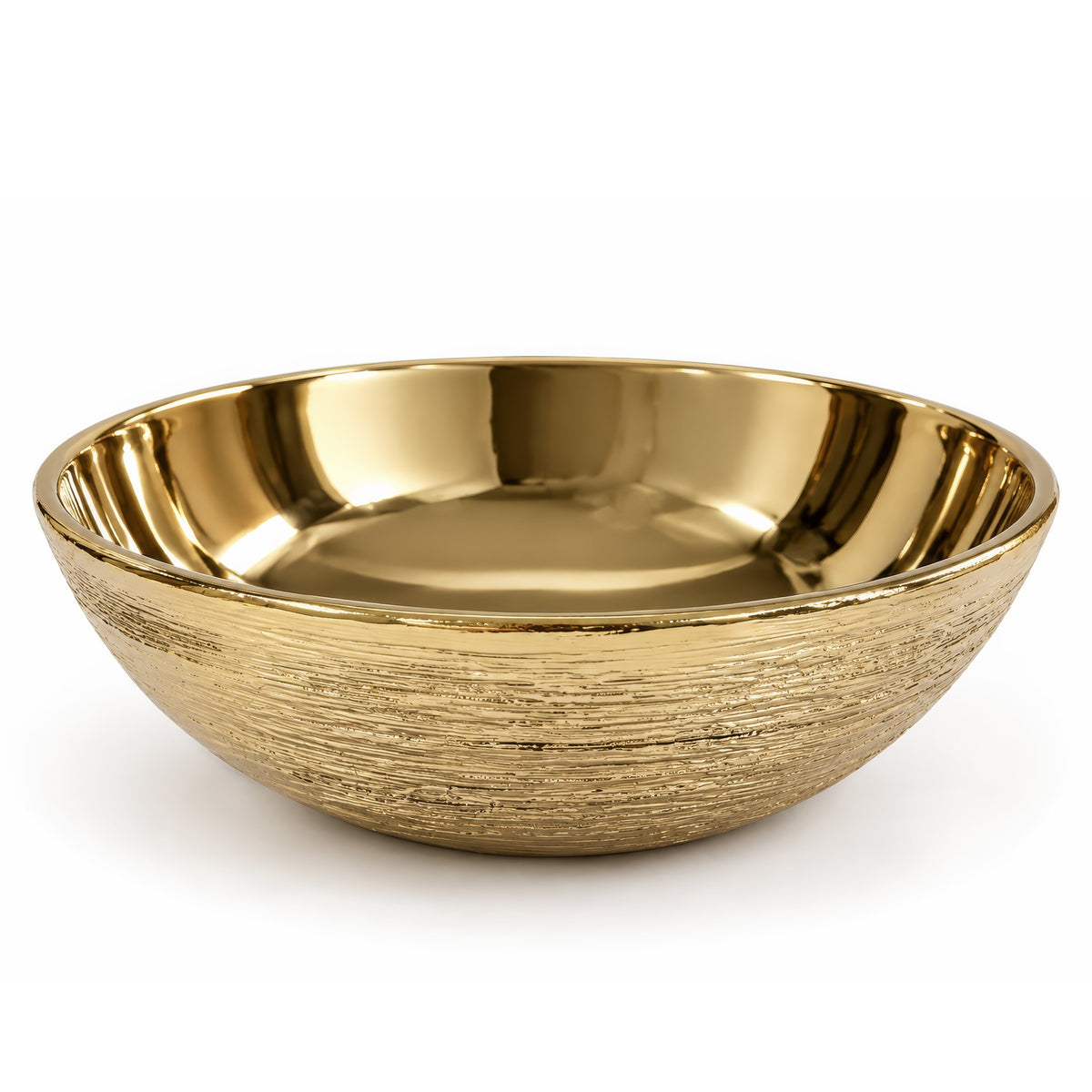 Linear Textured Serving Bowl – Titanium Gold, 10.0 x 10.0 x 3.5"