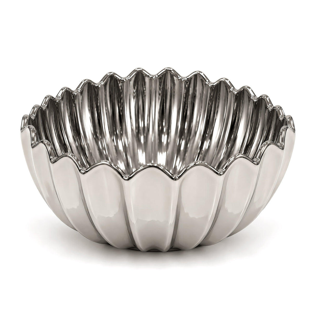 Fluted Petal Decorative Bowl – Titanium Silver, 11.4 x 11.4 x 5.1"