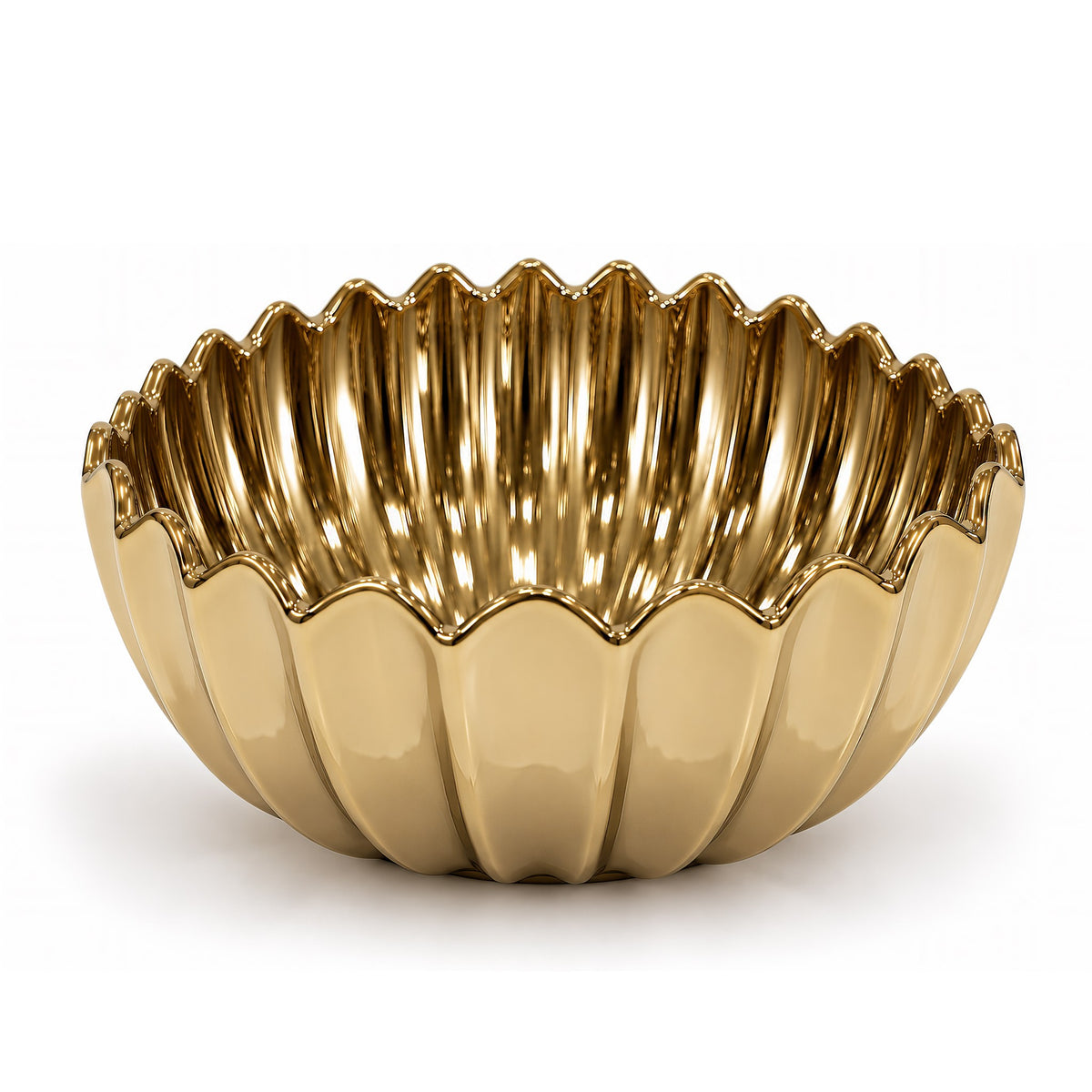 Fluted Petal Decorative Bowl – Titanium Gold, 11.4 x 11.4 x 5.1"