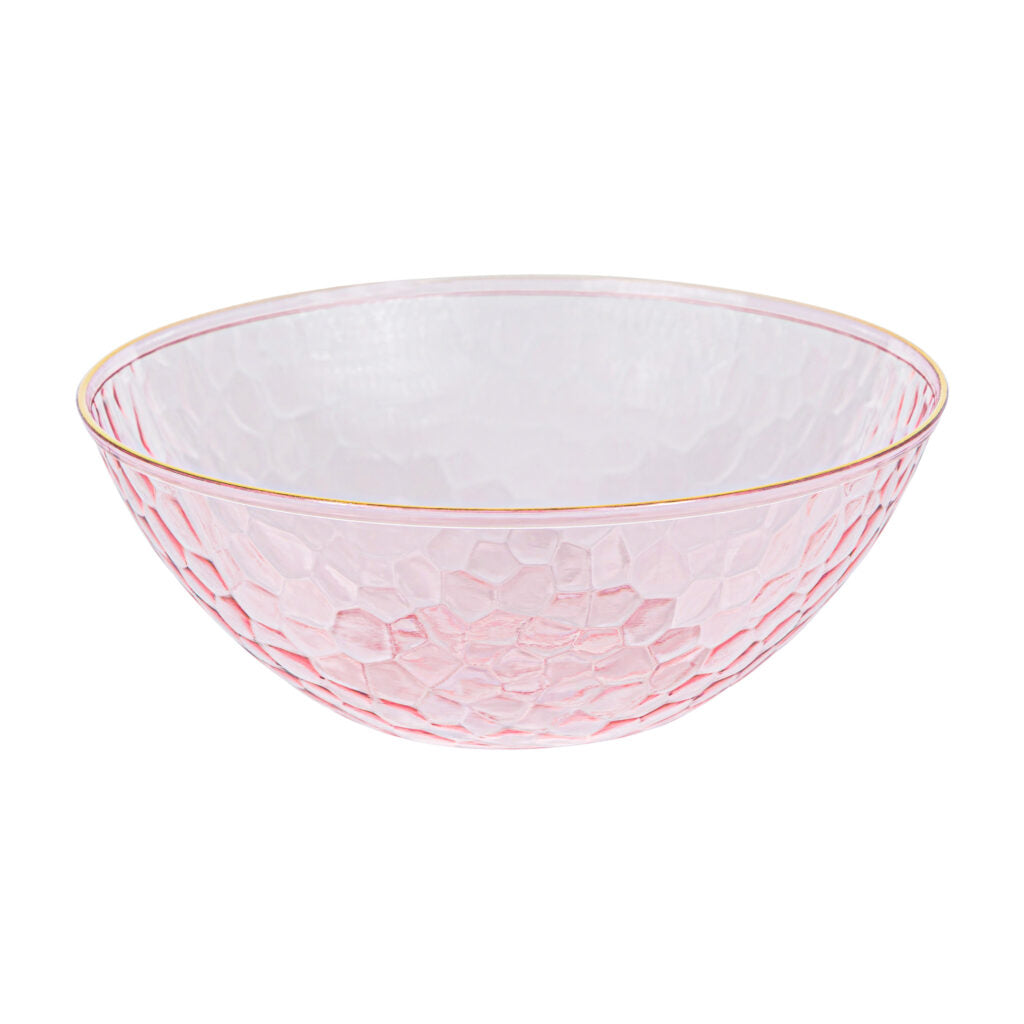 Pink/Gold Rim Soup Bowls - 10 Count