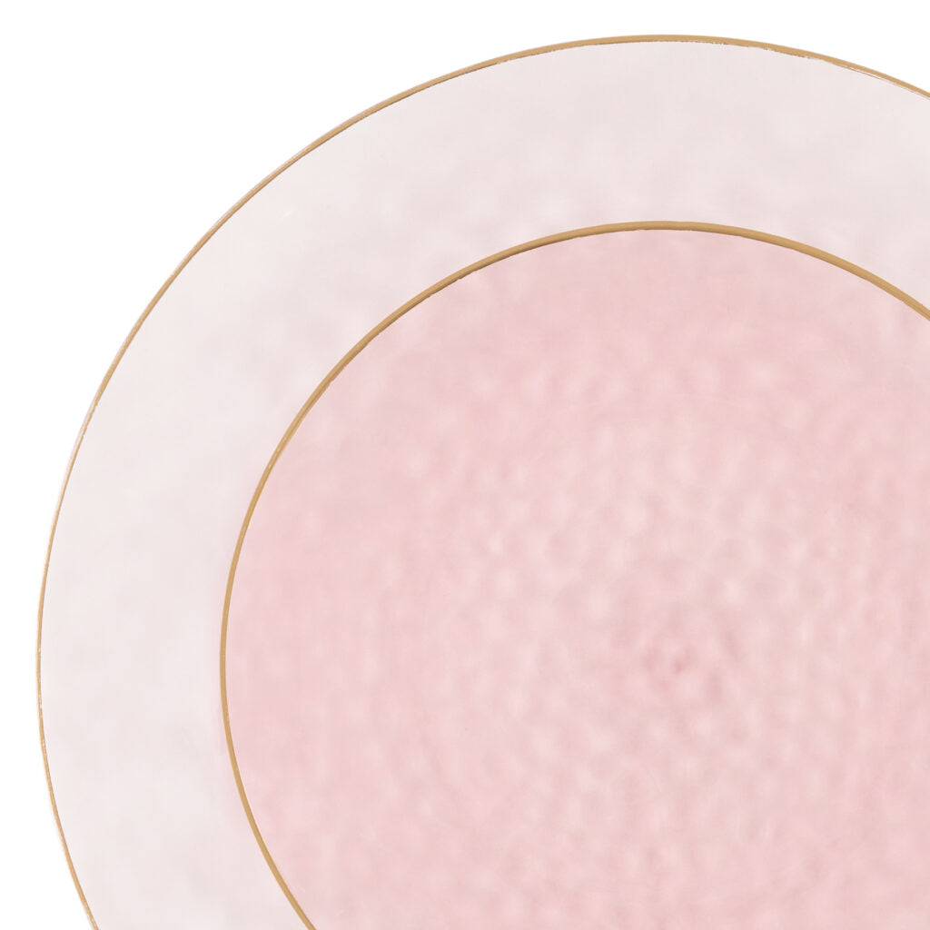 Organic Hammered Plates Pink/Gold Rim- 10 Count - The Closeout Connection