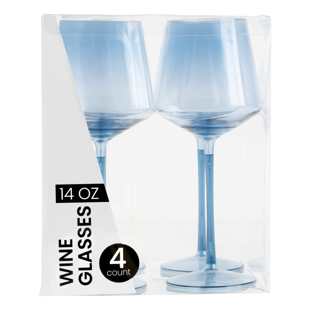 Blue Hip Wine Glass 14oz - 4 Count