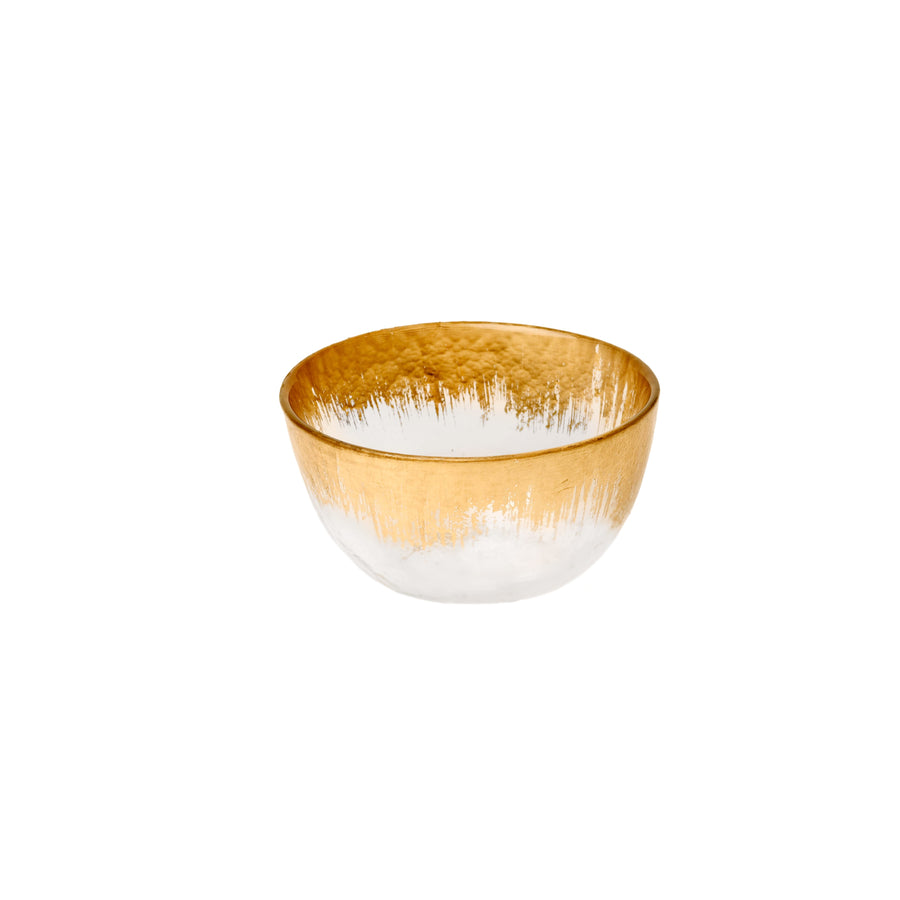Small Clear Glass Bowl with Gold Foil Rim - The Closeout Connection