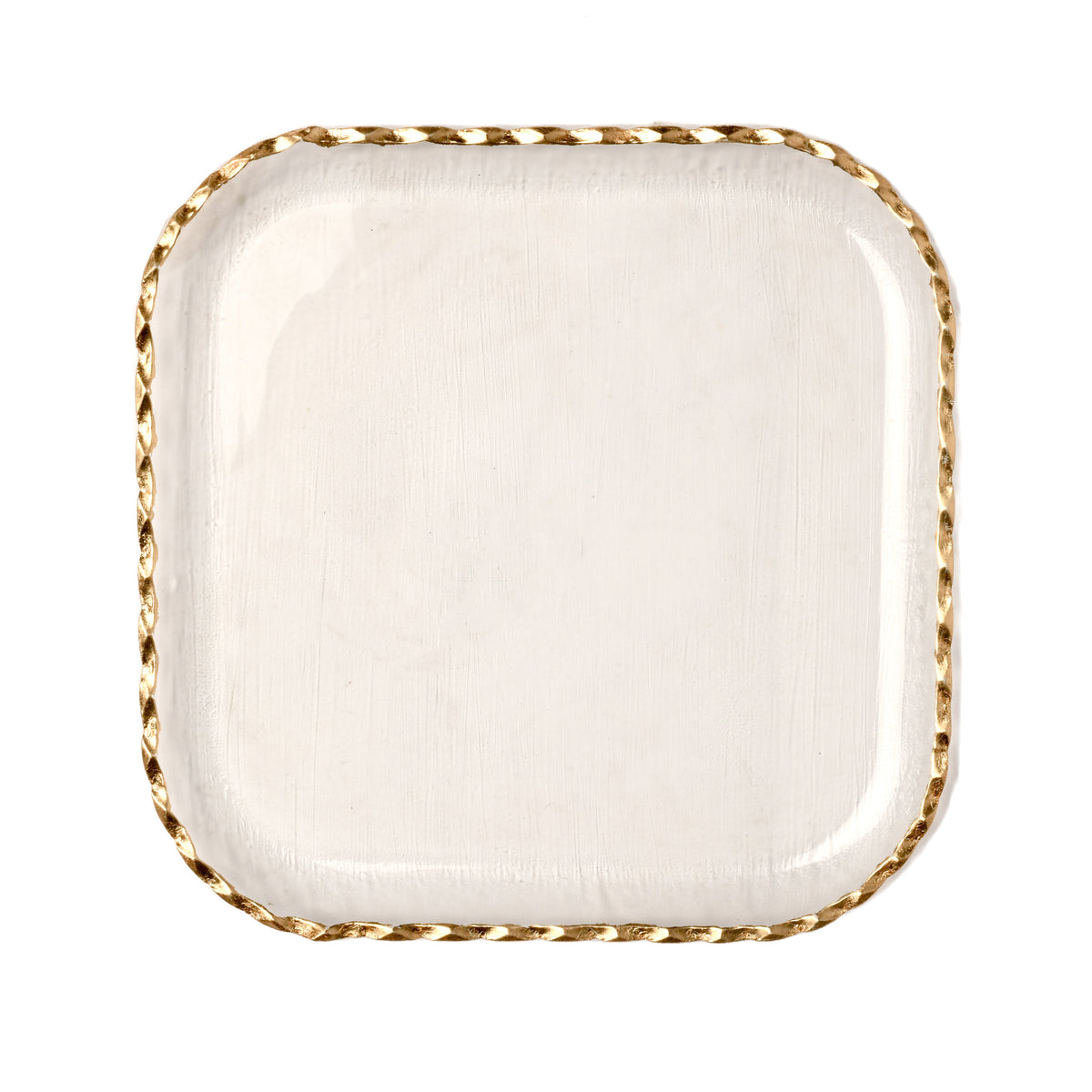 Square Glass Plates with Gold Rim - The Closeout Connection#Color_Clear Gold-Glass#Size_Charger Plate
