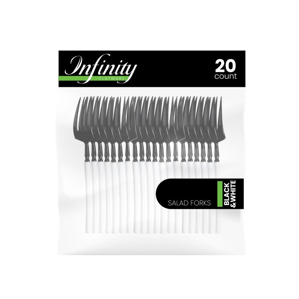 White/Black Salad Forks - 20 Count