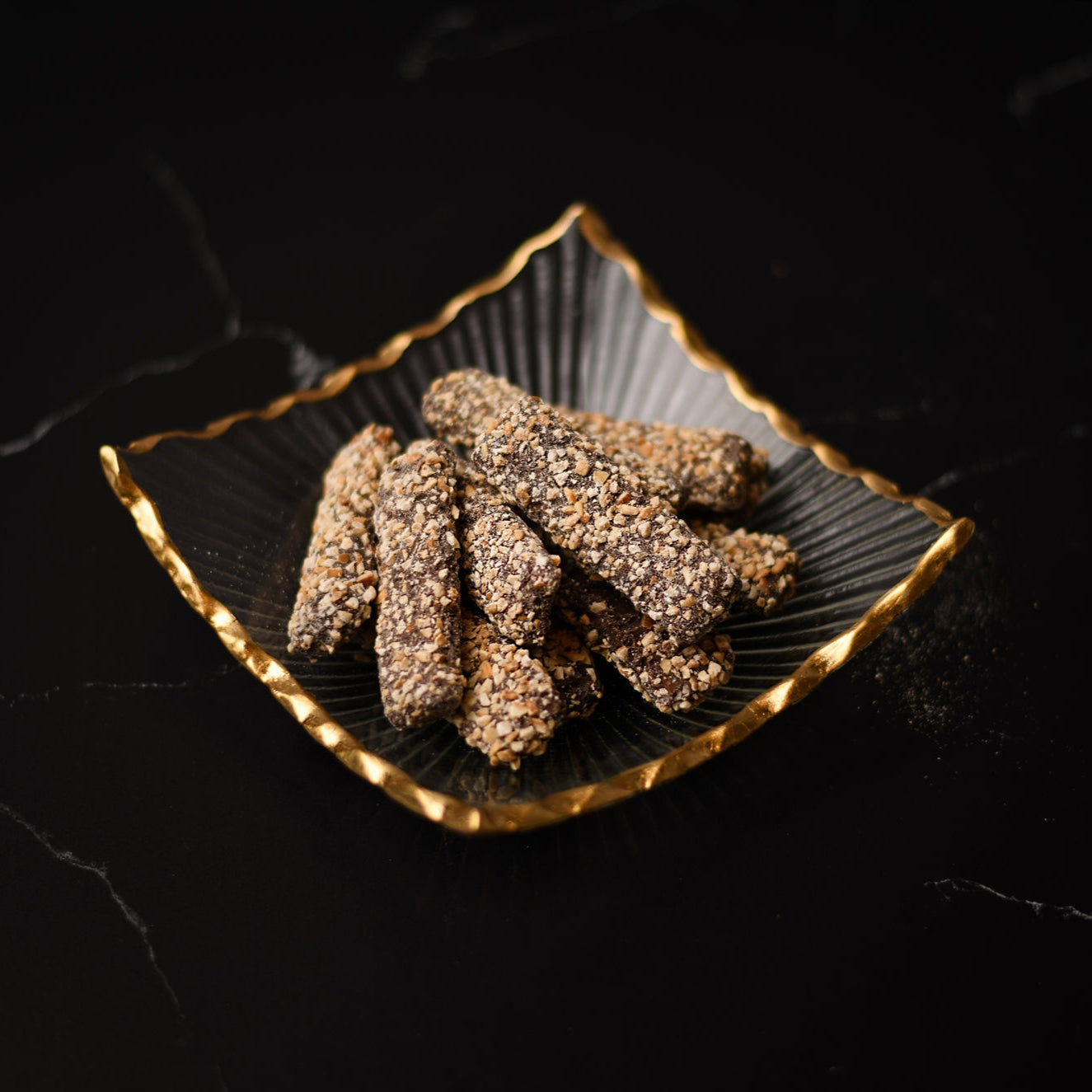 Clear Square Glass Tray with Gold Rim