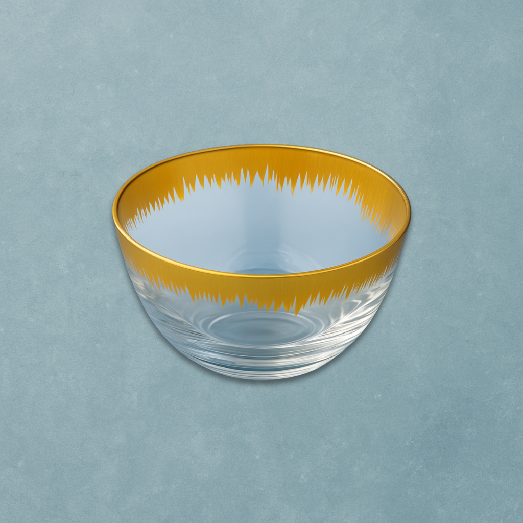Invigo Living Small Gold Rimmed Glass Bowl