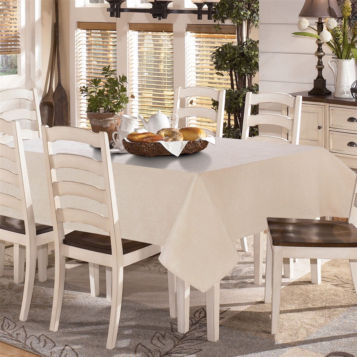 Jardin Beige Chenille Tablecloth