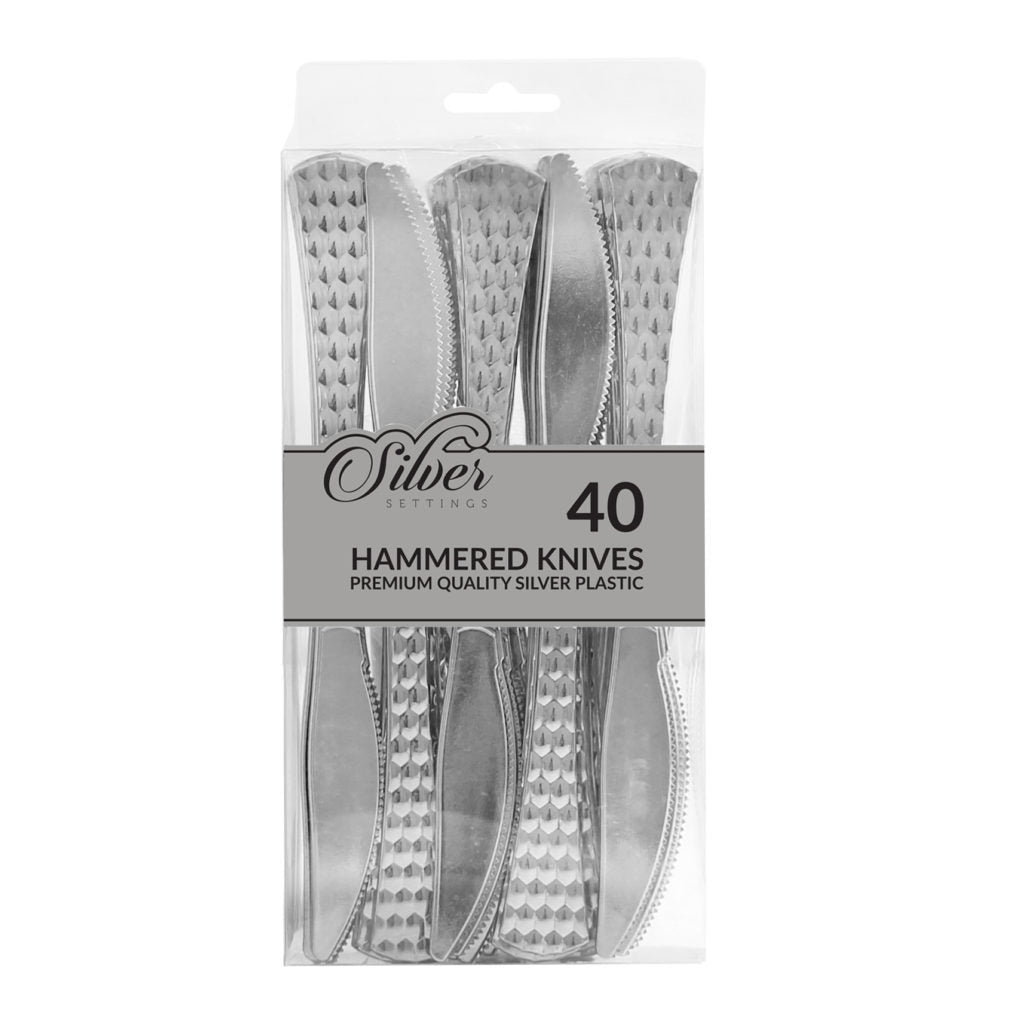 Silver Settings Hammered Knives- 40 Count