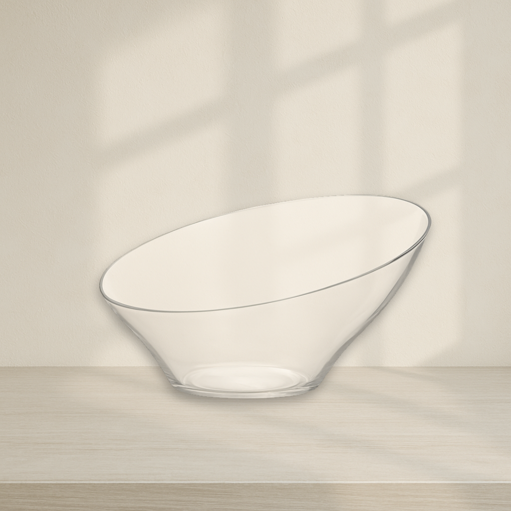 Large Angled Clear Serving Bowl