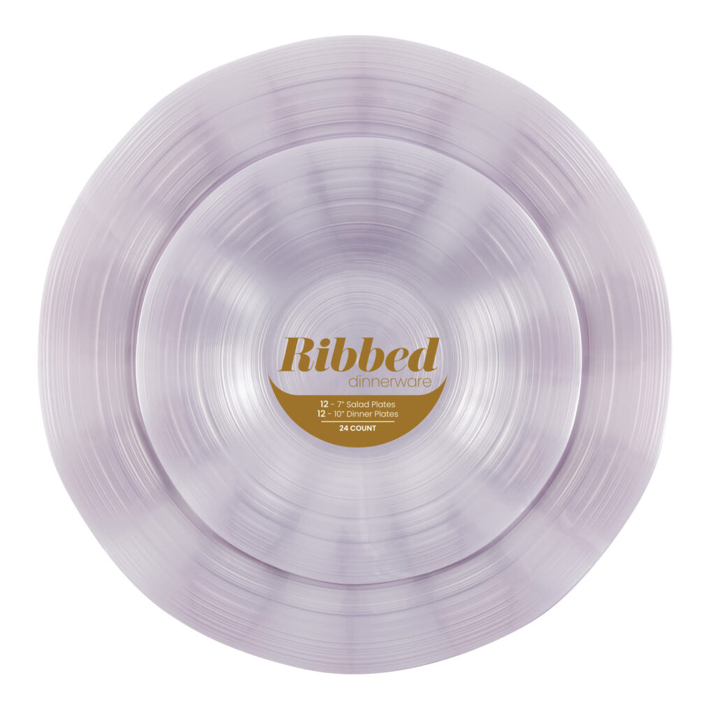 Ribbed Combo Lavender Pearl 7″ & 10″ Plates - 24 Count