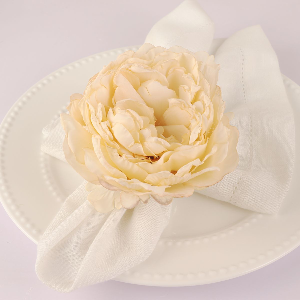Light Yellow Flower Napkin Ring - 4 Count