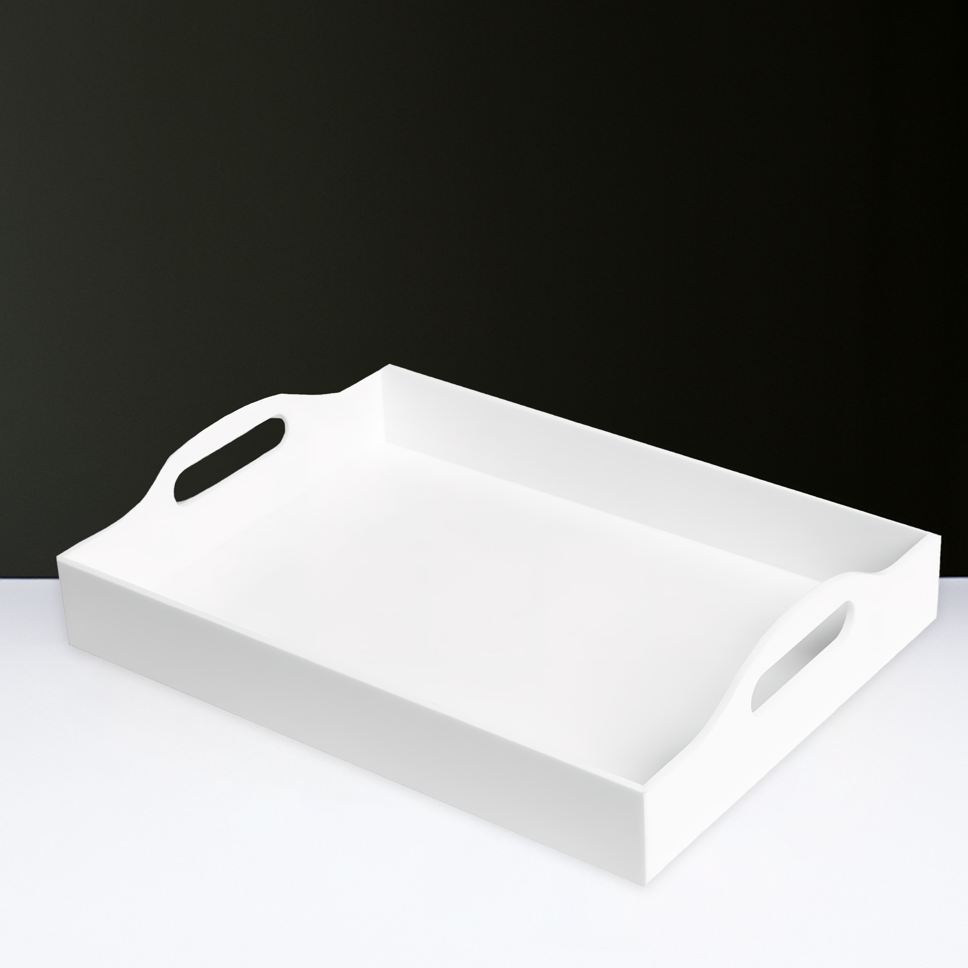 White Lucite Tray with Handles