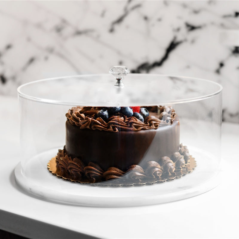 Lucite Round Cake Holder with Marble Base
