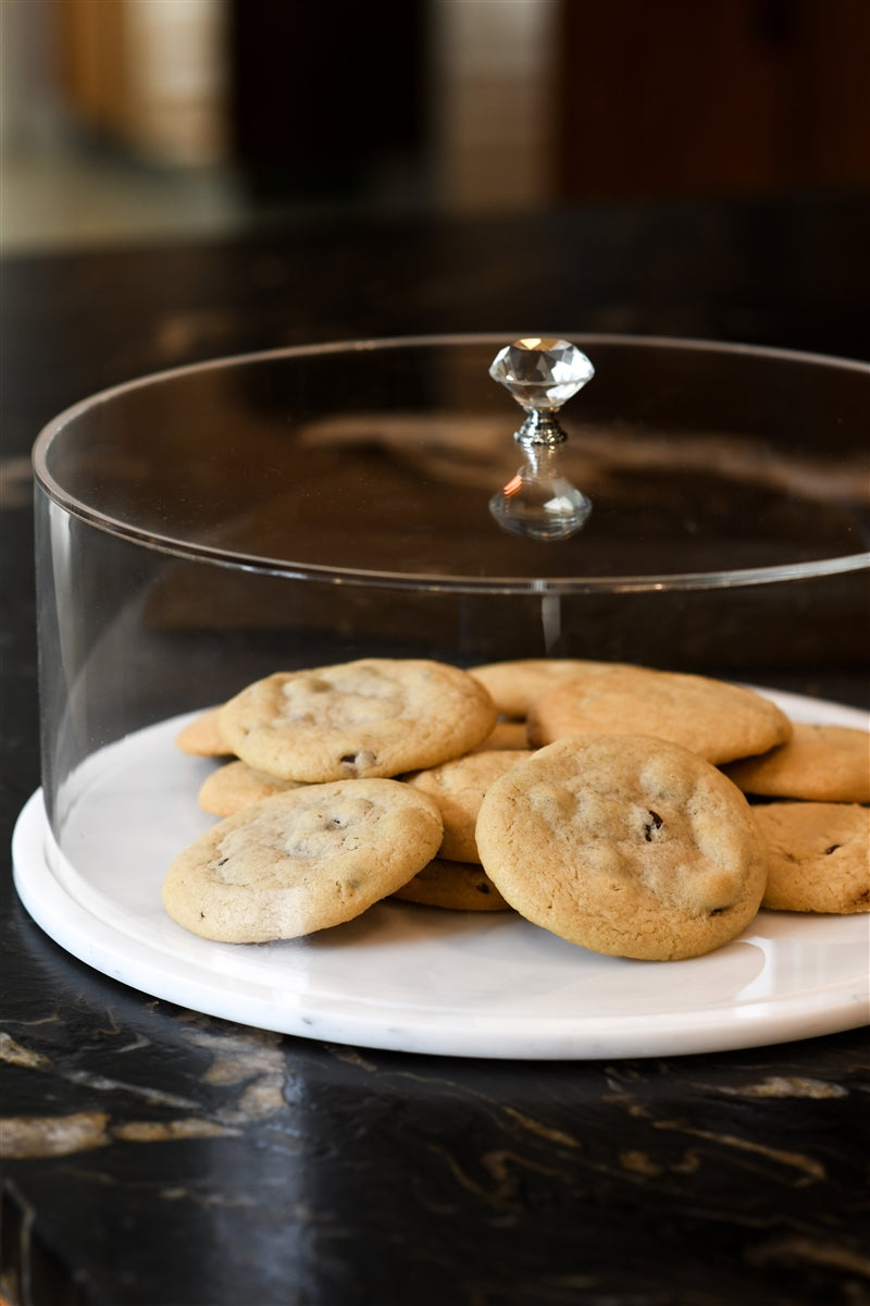 Lucite Round Cake Holder with Marble Base