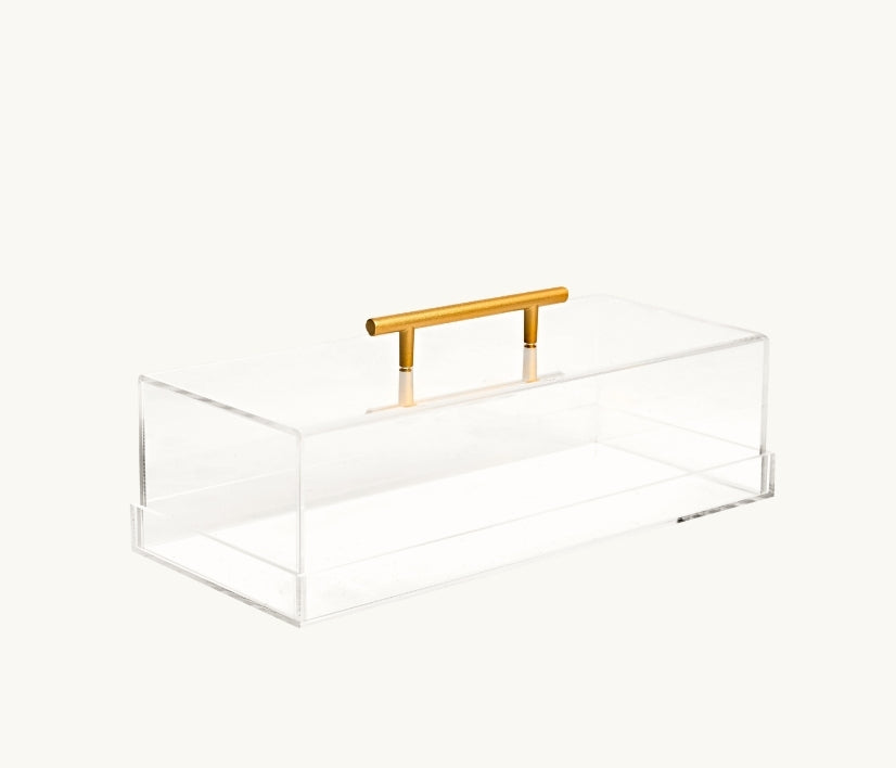 Lucite Cake Tray with Gold Handle