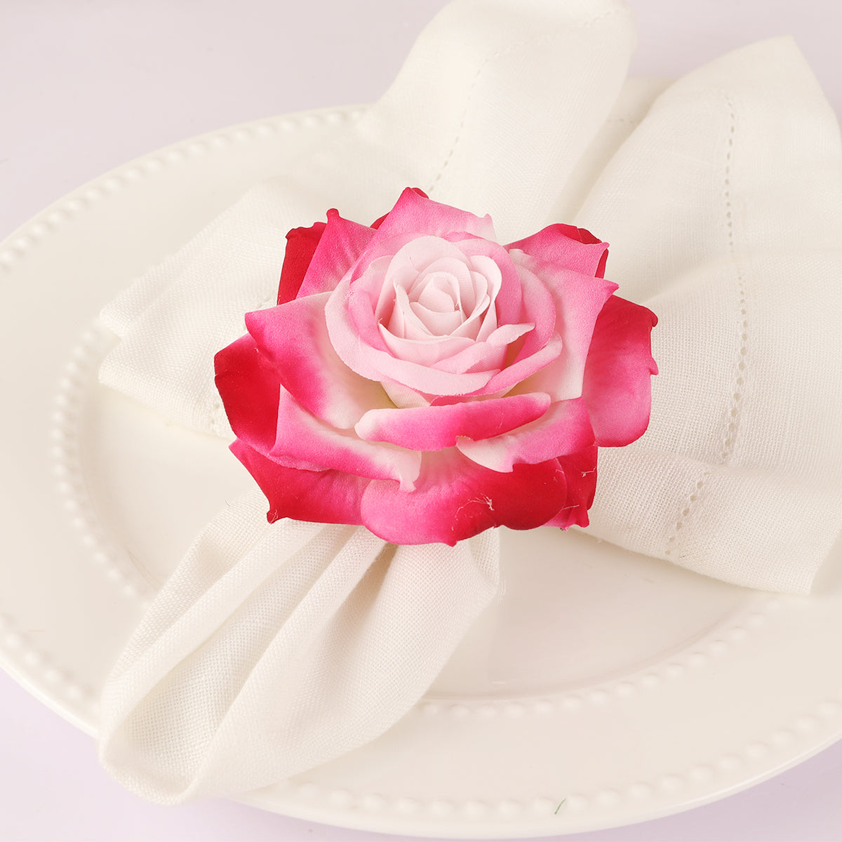 Magenta Flower Napkin Ring - Set of 4