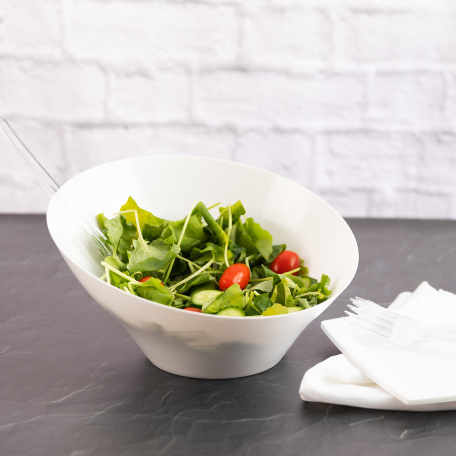 Medium Angled White Serving Bowl - The Closeout Connection