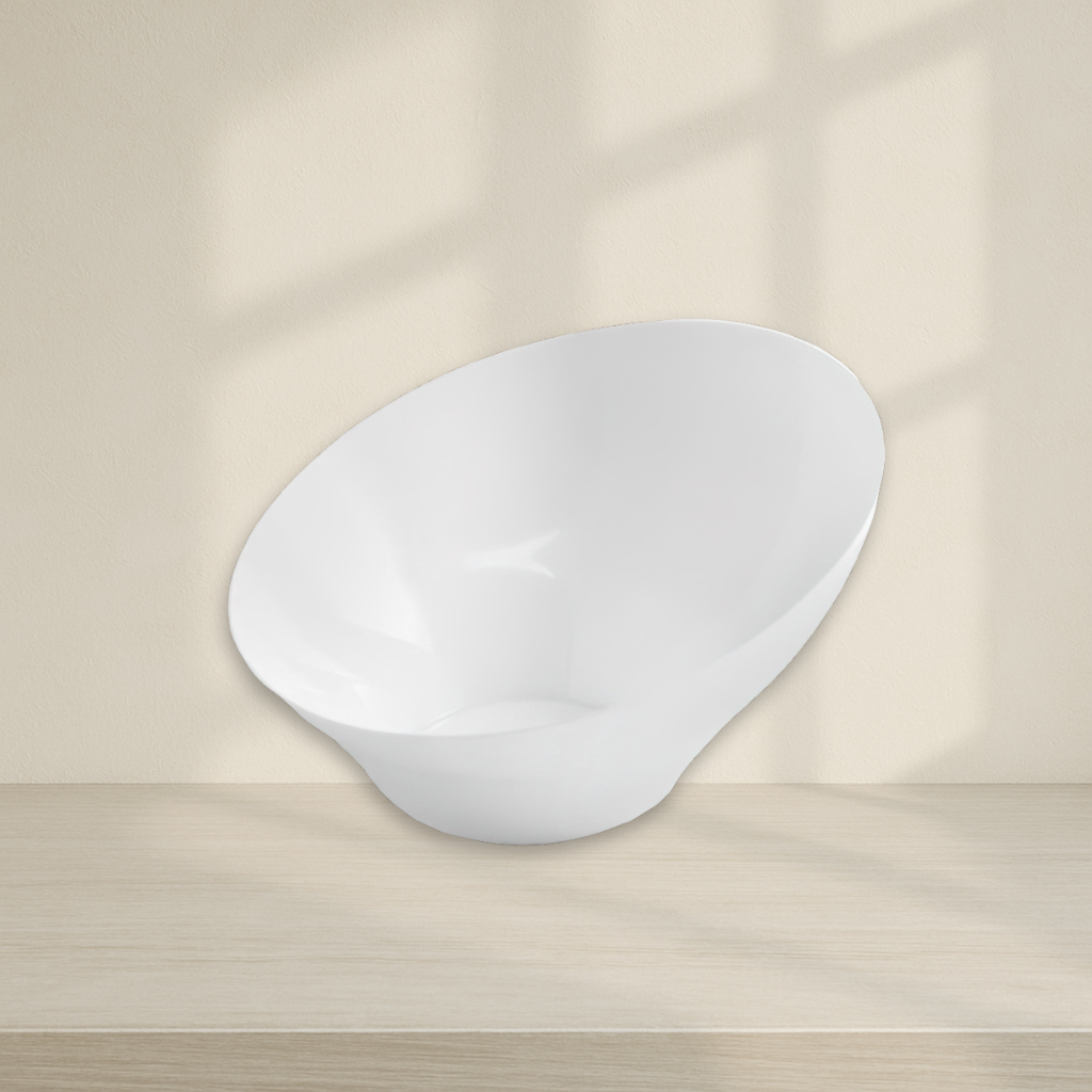 Medium Angled White Serving Bowl