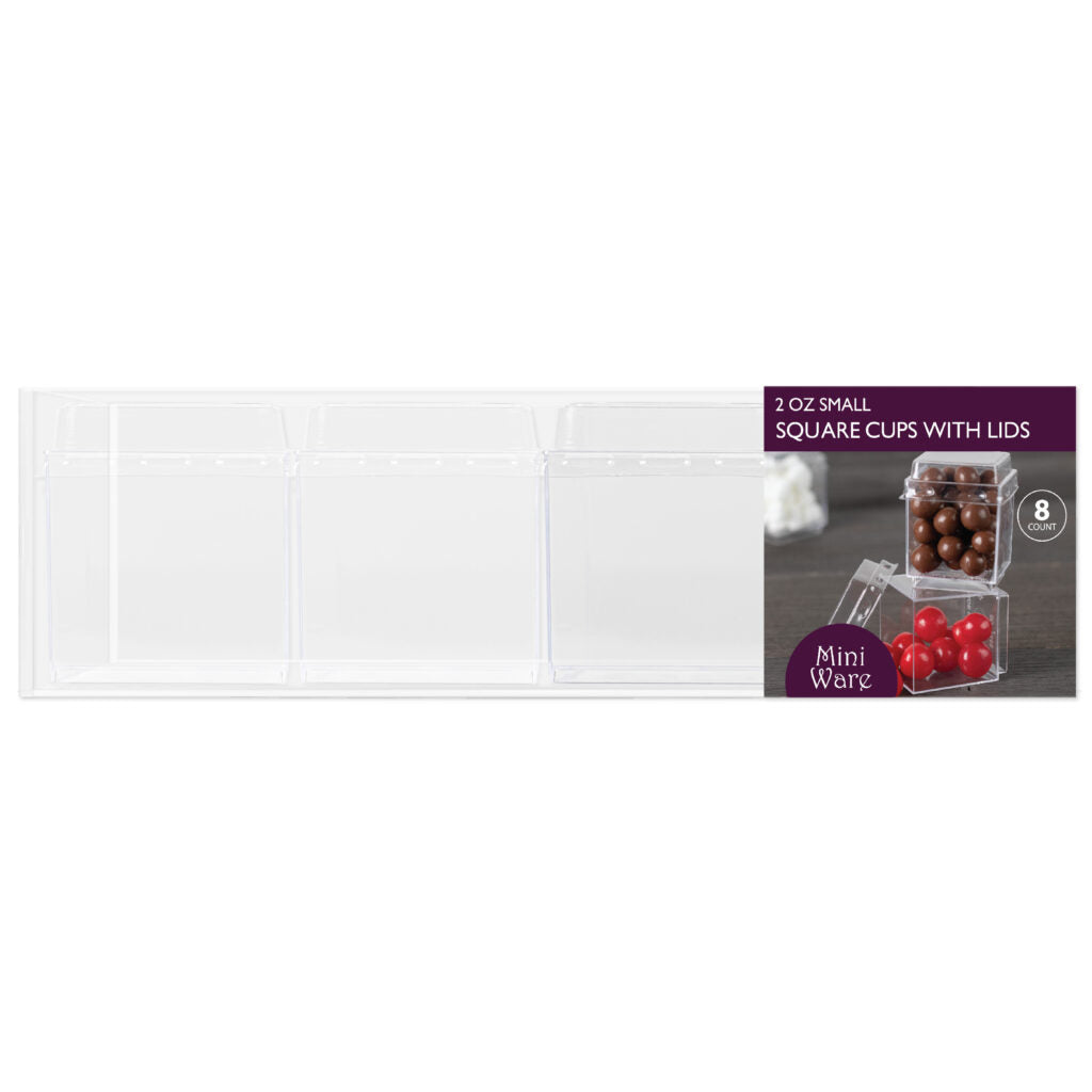 Square Cups With Lids - 8 Count - The Closeout Connection