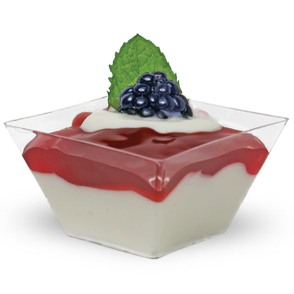 Mini Curved Square Plastic Dessert Bowls