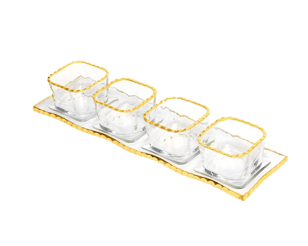 Monte Carlo Gold Rimmed Mini Sampler Cups & Trays 2oz