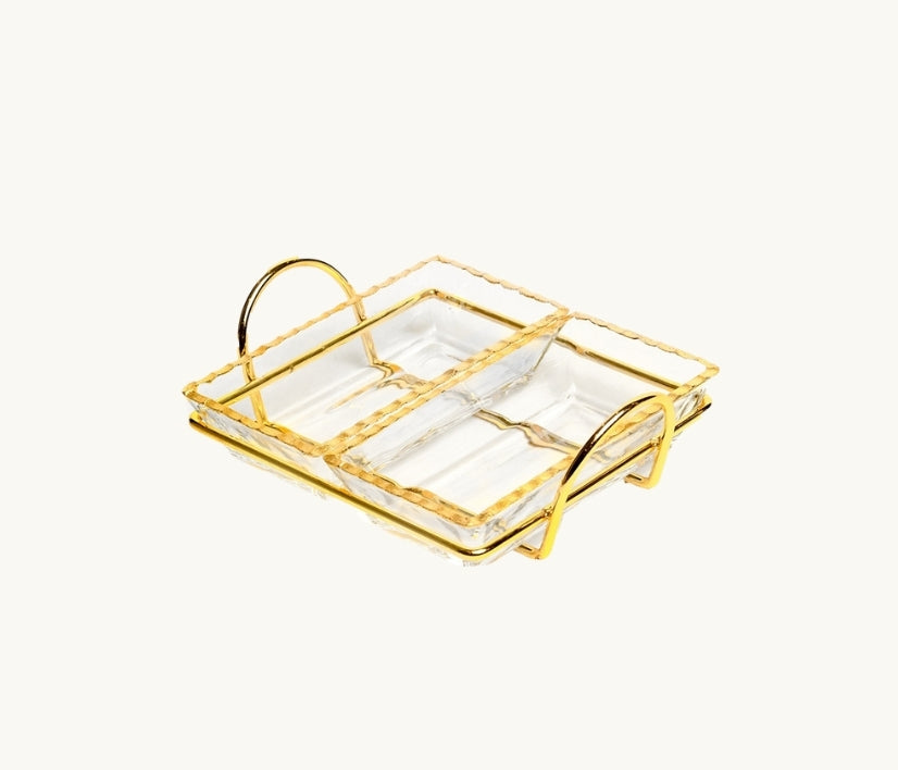 Monte Carlo Trays with Gold Metal Stand 4oz - The Closeout Connection#Color_Gold#Size_Set of Two Trays with Gold Metal Stand- 4oz