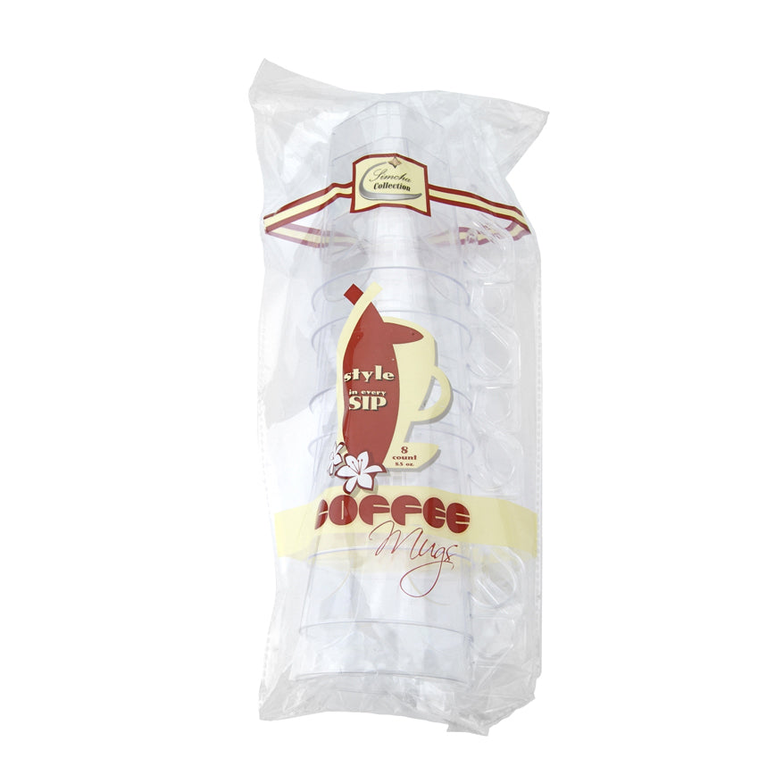 Disposable Clear Plastic Coffee Mug- 8 Count