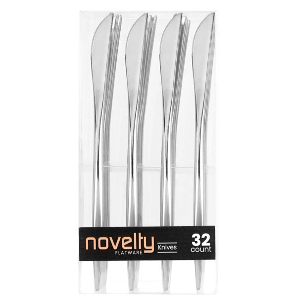 Novelty Flatware Silver Knives- 32 Count - The Closeout Connection