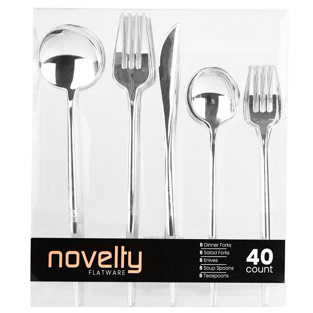 Novelty Flatware Silver Combo Set- 40 Count