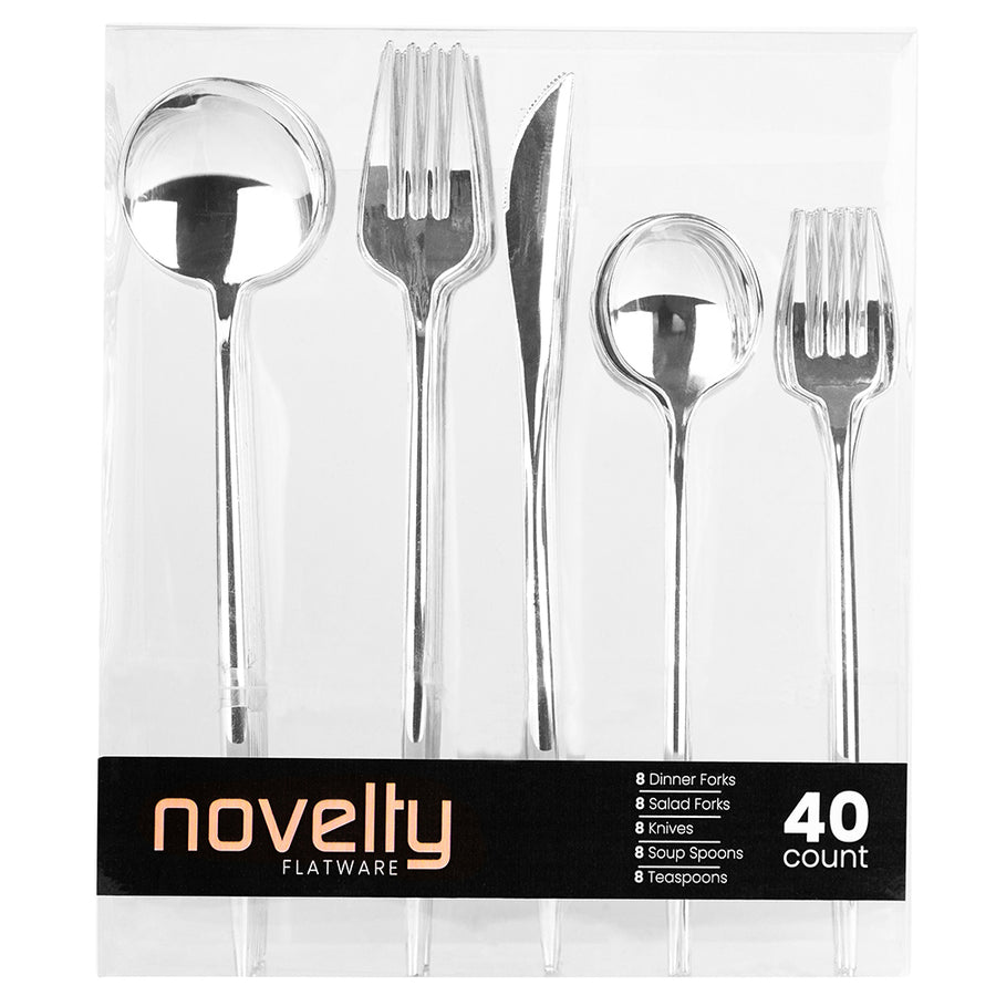 Novelty Flatware Silver Combo Set- 40 Count - The Closeout Connection