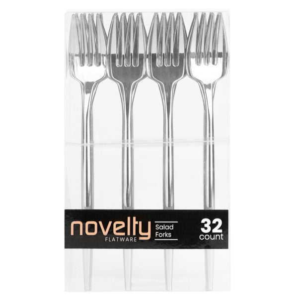 Novelty Flatware Silver Salad Forks- 32 Count - The Closeout Connection