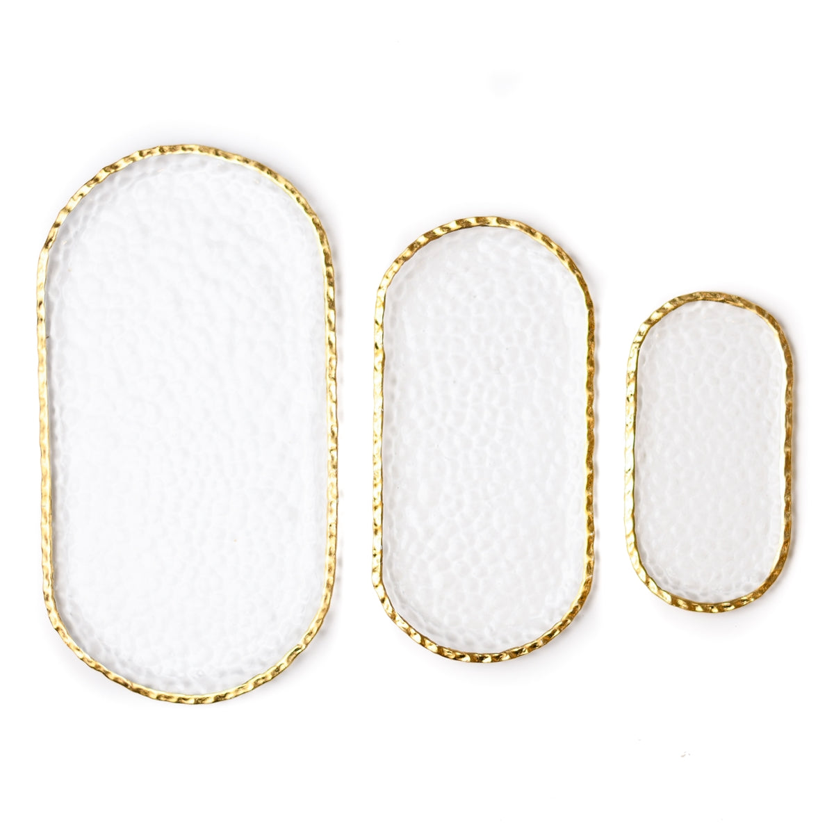 Medium Clear Oblong Glass Tray with Gold Rim