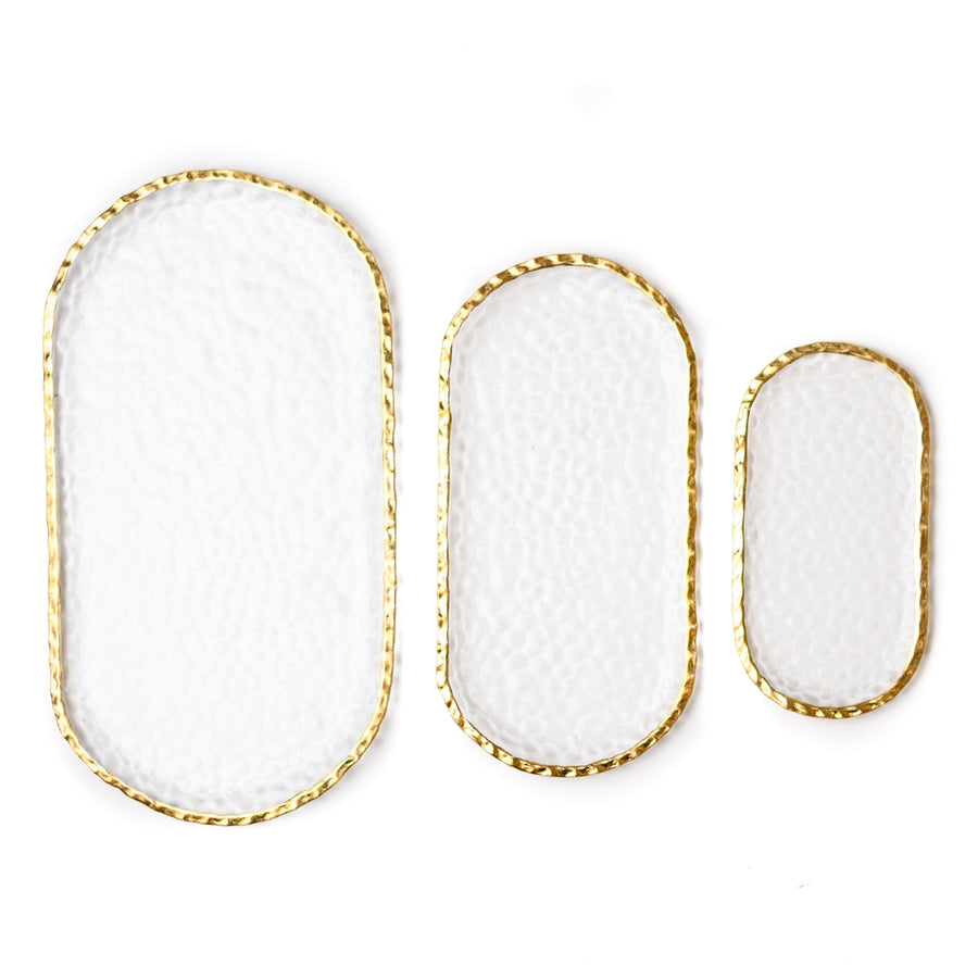 Medium Clear Oblong Glass Tray with Gold Rim - The Closeout Connection